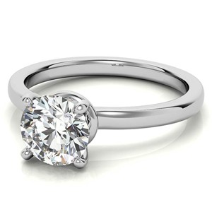 Anillo de compromiso solitario de moissanita de 1 quilate con corte redondo, probado con detector de diamantes, de oro blanco de 10K, para ella. - Product Image 3