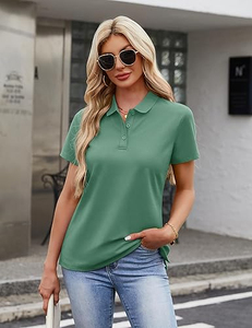 Camisas Polo de Algodón para Mujer al por Mayor, Camiseta Polo de Manga Corta con 3 Botones, Camiseta Polo para Mujer de Talla Grande, Diseño Personalizado - Product Image 1