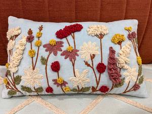 Hand-Tufted Wildflower Garden Lumbar <b>Cushion</b> <b>Cover</b> with Textured Floral Motifs - Product Image 1