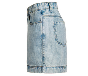 Mid Waist Eco-Friendly Washed Denim Shorts Unisex Casual Solid Color <b>Drawstring</b> Closure 100% Cotton Breathable Front Logo - Product Image 6