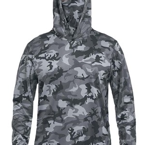 Men's Long Sleeve Hooded Camouflage 100% Polyester Fishing Shirt Outdoor Sport Top - Product Image 5