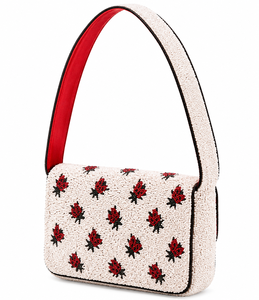 Pochette de luxe artisanale, durable, moderne, légère, originale, en perles de verre, motif caviar et coccinelle, avec fermeture à bouton à rabat, sac à main de créateur tendance - Product Image 4