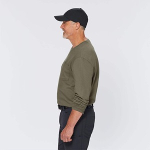 Men's Olive Green Long Sleeve T-<b>Shirt</b> Regular Fit O-Neck Casual Solid Color Knitted Cotton Breathable - Product Image 1