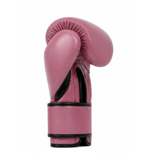 Gants de boxe pour l'entraînement et le sparring, en cuir PU rose poudré, avec bordure noire et fermeture Velcro à boucle et crochets. - Product Image 5