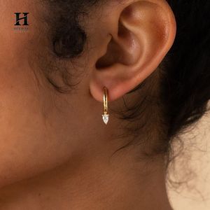 Luxury Pear Cut Huggie Hoop <b>Earrings</b> 14K Gold Teardrop Diamond Dangle Charm <b>Earrings</b> for Women <b>Fine</b> Jewelry - Product Image 4