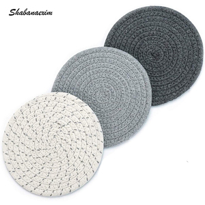 Dessous de plat de cuisine moderne sous-verre rond en coton résistant à la chaleur pour la cuisine différents napperons de conception et de couleurs - Product Image 5