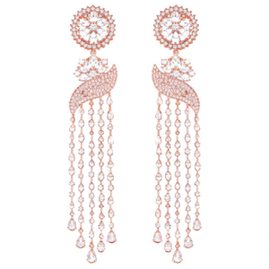 Boucles d'oreilles pendantes en cristal pour femmes - Plaqué or rose avec accents de pierres - Product Image 2