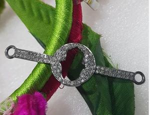 Connecteur circulaire à découpe, design pavé de diamants, plaqué or, argent sterling 925, taille 50x13MM pour bracelet - Product Image 5