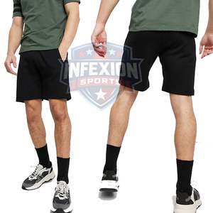 Men's Black Cotton Bermuda <b>Shorts</b> Mid Waist Elastic Waist With Pockets Casual Style Breathable Woven Fabric - Product Image 5