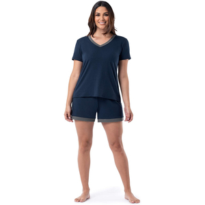 Ensemble de survêtement tendance pour femmes grandes tailles, en tissu uni, pour le yoga et le sport, deux pièces, short à manches courtes, antibactérien - Product Image 4