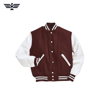 Blouson universitaire brodé écologique pour homme, en cuir PU, avec fermeture éclair et badges, style baseball, vêtement d'extérieur d'hiver