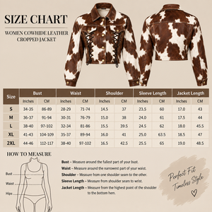 Women's Brown White Cow Print Genuine Leather <b>Trucker</b> <b>Jacket</b> Full Sleeve Lace Up Turn Down Collar Short Fit Autumn Style - Product Image 5