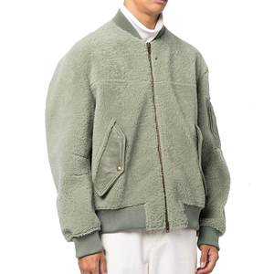 Oversized <b>Sherpa</b> <b>Fleece</b> Mens Bomber Jackets Zip up Ribbed Detail Custom Winter Jackets - Product Image 4