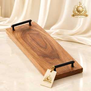 Eco Friendly Natural Bamboo Serving <b>Tray</b> Kitchen Food Breakfast Coffee Platter Cutout Handles <b>Bed</b> <b>Tray</b> - Product Image 4