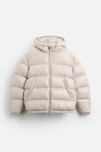 Veste matelassée gris perle avec logo personnalisé, coupe classique, col montant, poches zippées, vêtements d'extérieur d'hiver, vestes en duvet de canard personnalisées - Product Image 3