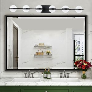 Lampada da Bagno a LED Minimalista Nera da 43 Pollici, 6 Luci, Montaggio a Parete, Decorativa con Paralumi in Acrilico Effetto Sabbia Cristallina - Product Image 2