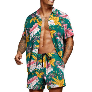 Chemises à manches courtes pour hommes, style plage d'été, imprimées de motifs floraux et géométriques, séchage rapide, écologiques, vente en gros sur mesure - Product Image 1