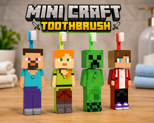 Cepillo de Dientes con Diseño de Minecraft, Figura de Personaje Pixelado, Juguete Coleccionable para Niños, Decoración para Baño - Product Image 1