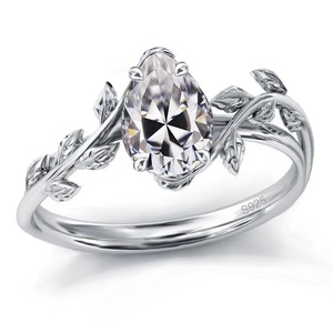 Prix de gros - Bague classique pour femme en zircone cubique plaquée or 3A, coupe poire, pour mariage, fête ou anniversaire - Product Image 1