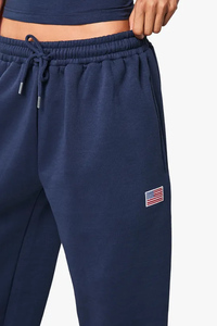 Pantalon de jogging ample pour femme en molleton bouclette 100% coton, toucher doux, avec cordon de serrage, respirant, bleu - Product Image 5