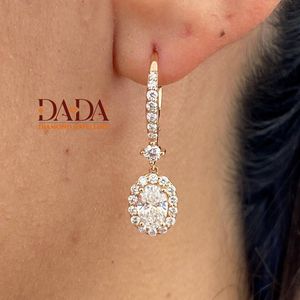 ต่างหูเพชรทรงรีแบบ Imperial Oval Solitaire ประดับเพชร Halo ดีไซน์หรูหราสำหรับงานแต่งงานและเครื่องประดับเจ้าสาวสำหรับใช้ในชีวิตประจำวัน - Product Image 1