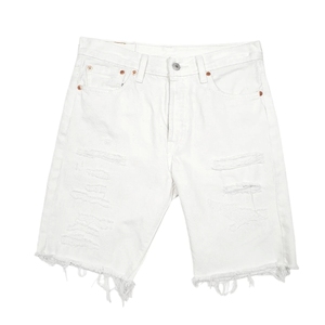 <b>White</b> Ripped Denim Shorts Men's Straight Leg Casual Summer Cotton Mid Waist Distressed Style Breathable Custom - Product Image 2