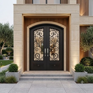 Royal Luxury Wrought Iron Exterior Main Gate Modern Design <b>Swing</b>-Opening Style Rust-Resistant Waterproof Finish Easy Use - Product Image 2