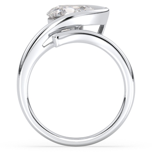 Bague élégante REYES à anneau ouvert avec goutte d'eau en argent sterling 925, moissanite certifiée GRA, pour femmes, bijoux fins - Product Image 4