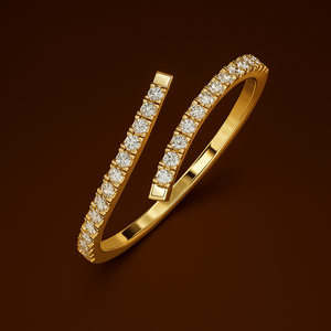 Minimalist <b>open</b> bypass Half eternity <b>ring</b> 18k Pure Gold Diamond With Natural Round Brilliant Diamonds Luxury <b>Rings</b> Everyday Wear - Product Image 2
