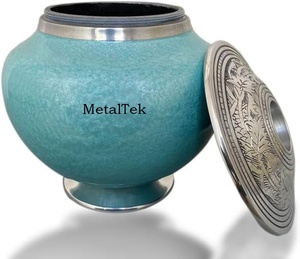 <b>Candle</b> Tealight Cremation Urn for Ashes <b>Red</b> Gold Finish Decorative Memorial Ashes Display Funeral Urn at Home Modern Columbarium - Product Image 5