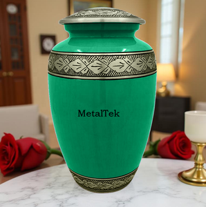 Classic Decorative Holiday Green Cremation <b>Urn</b> Adult Style Funeral Ceremony Keepsake <b>Human</b> <b>Ashes</b> Customize Colour <b>Urns</b> Metal Jar - Product Image 1