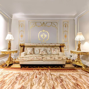 Ensemble de canapés sectionnels de luxe en bois de mahogany massif, sculptés à la main et rembourrés, pour salon, hôtel ou villa - Product Image 2