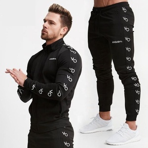 Wholesale Sportswear Men's Private Brand Designer Track Suit Embroidered Logo Zip <b>Up</b> Front Enclosure Zipper High Neck Sweat Suit - Product Image 4