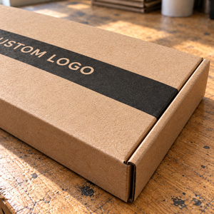 Custom Kraft Mailer <b>Box</b> with Printed <b>Black</b> Band and Logo Corrugated Ecommerce Packaging - Product Image 3