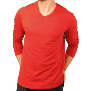 Camiseta de Manga Larga para Hombre, Cuello Redondo, Color Rojo, 100% Poliéster, Corte Regular, Color Sólido, Tejido de Punto Informal, Logotipo Personalizado, Diseño Digital en Blanco - Product Image 1