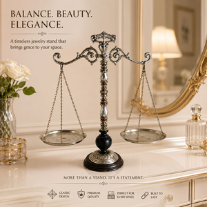 Premium Antique Style Brass Balance Scale <b>Jewellery</b> <b>Holder</b> Decorative Display Stand for Rings Earrings Necklaces and Bracelets - Product Image 2