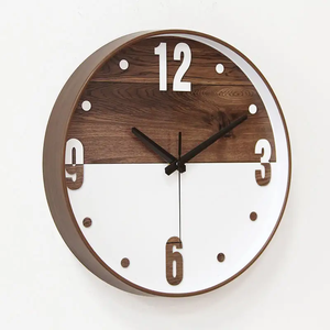 <b>Wall</b> <b>Clock</b> in Natural Wood Grain Finish Quiet Timepiece for Home Office or <b>Kitchen</b> Decor BURAQ HANDICRAFT - Product Image 1
