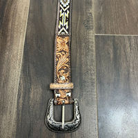 Ceintures en cuir usinées à la main personnalisées professionnelles de marque supérieure pour unisexe de haute qualité Design floral et perlé ceinture en cuir de vache véritable