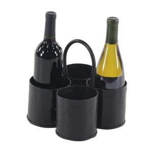 Soporte de hierro para botellas de vino con asa, expositor moderno para encimera de cocina, estante de almacenamiento de mesa con ruedas para 3 botellas - Product Image 5