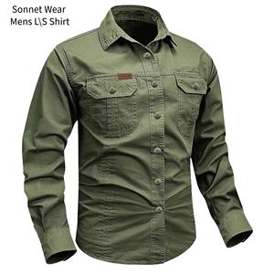 เสื้อเชิ้ตคาวบอยชาย แขนยาว ผ้าฝ้าย ติดกระดุม มีกระเป๋า - Product Image 1