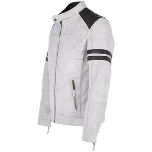 Men's Luxury Real <b>Suede</b> <b>Leather</b> <b>Jacket</b> Contrast Color Two-Tone Biker Motorcycle Racing Slim Fit Stand Collar Outerwear Coat - Product Image 4