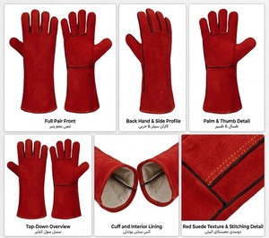 Gants de soudeur en cuir de vachette de qualité supérieure, durables, sûrs, confortables, résistants à la chaleur, doublure en polaire, sécurité au travail - Product Image 2