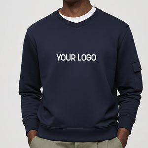 OEM/ODM 100% Cotton Men's Hoodies Custom Puff Printed Embroidered Logo Crew Neck Heavy Cotton Fleece Hip Hop Sweatshirt - Product Image 1