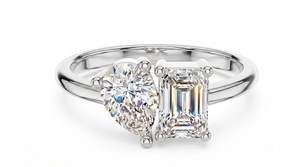 <b>Emerald</b> Cut Diamond and <b>Emerald</b> Cut Diamond <b>Ring</b> For Women Engagement Classic Style Lab Grown Diamonds - Product Image 2