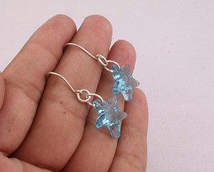 Pendientes de Plata con Topacio Azul en Forma de Estrella, Joyería de Moda para Mujer, Pendientes Colgantes de Estrella Celestial, Joyería de Diseño al por Mayor - Product Image 3