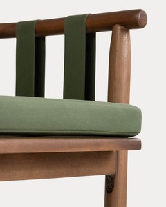 Sillón Moderno de Estilo Mid-Century con Brazos de Madera, Asiento y Respaldo Tapizados en Tela Verde, Silla de Comedor, Muebles para el Hogar - Product Image 3