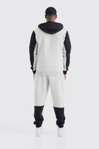 Conjunto de Sudadera con Capucha y Pantalones Deportivos para Hombre, Diseño Color Block, Negro Crema, Manga Larga, Corte Regular, 100% Algodón, para Otoño - Product Image 2
