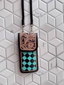 Bolso de Mano de Lujo para Teléfono, Bolso de Cuero Tallado a Mano, Bolsos Pequeños con Patrón de Damas, Bolsa de Diseño Único - Product Image 5