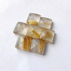 Piedra Preciosa Natural de Rutilo Dorado, Corte Cuadrado Tipo Checker, Parte Posterior Plana, Calibrada y de Calidad - Product Image 4