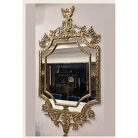 Miroir mural antique en or de luxe, cadre décoratif vintage orné, décoration classique pour la maison, miroir suspendu pour salon, chambre, hôtel